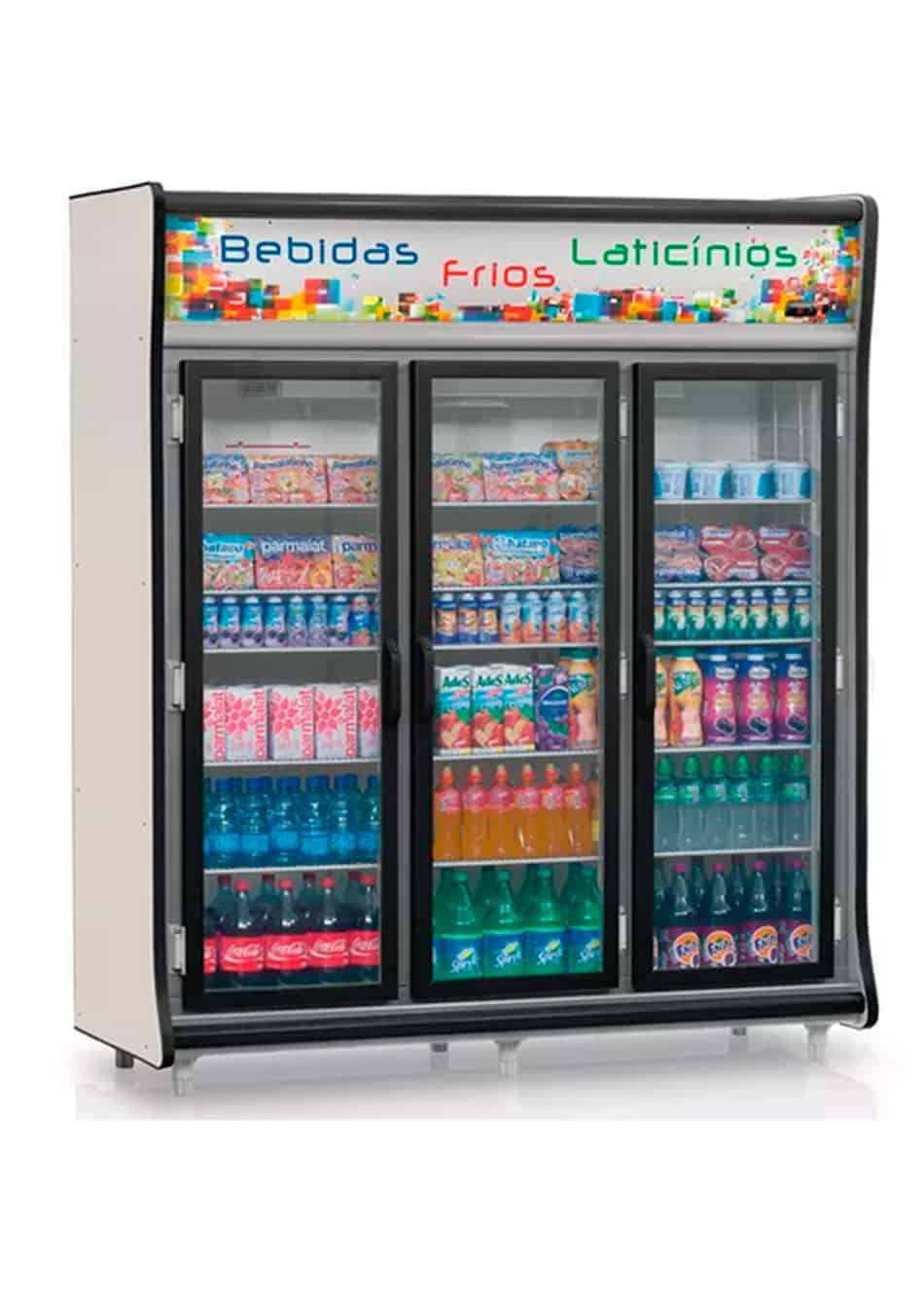 EXPOSITOR REFRIGERADO VERTICAL GELOPAR 1352 LITROS 3 PORTAS GEMINI PORTA DE VIDRO GEVP-3PPR